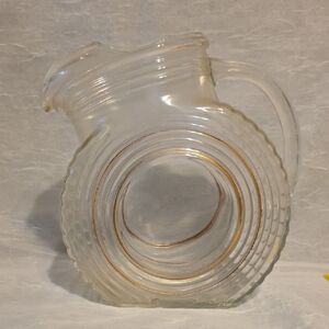 Clear Glass Pitcher with Circular Design